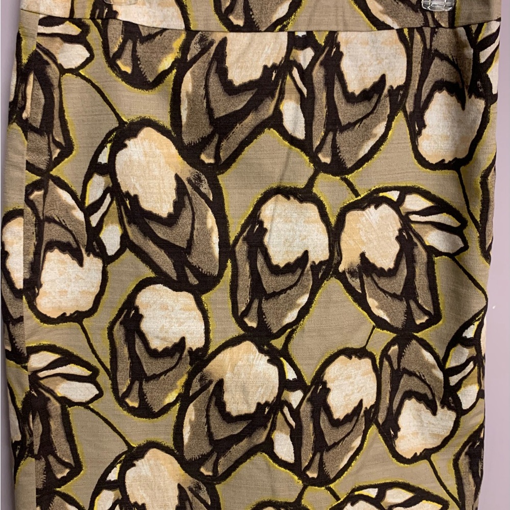 Ann Taylor Floral Skirt 6 abstract tan brown and cream